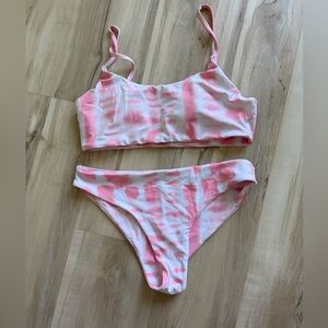 SHEIN Pink and White Swirl Bikini Set